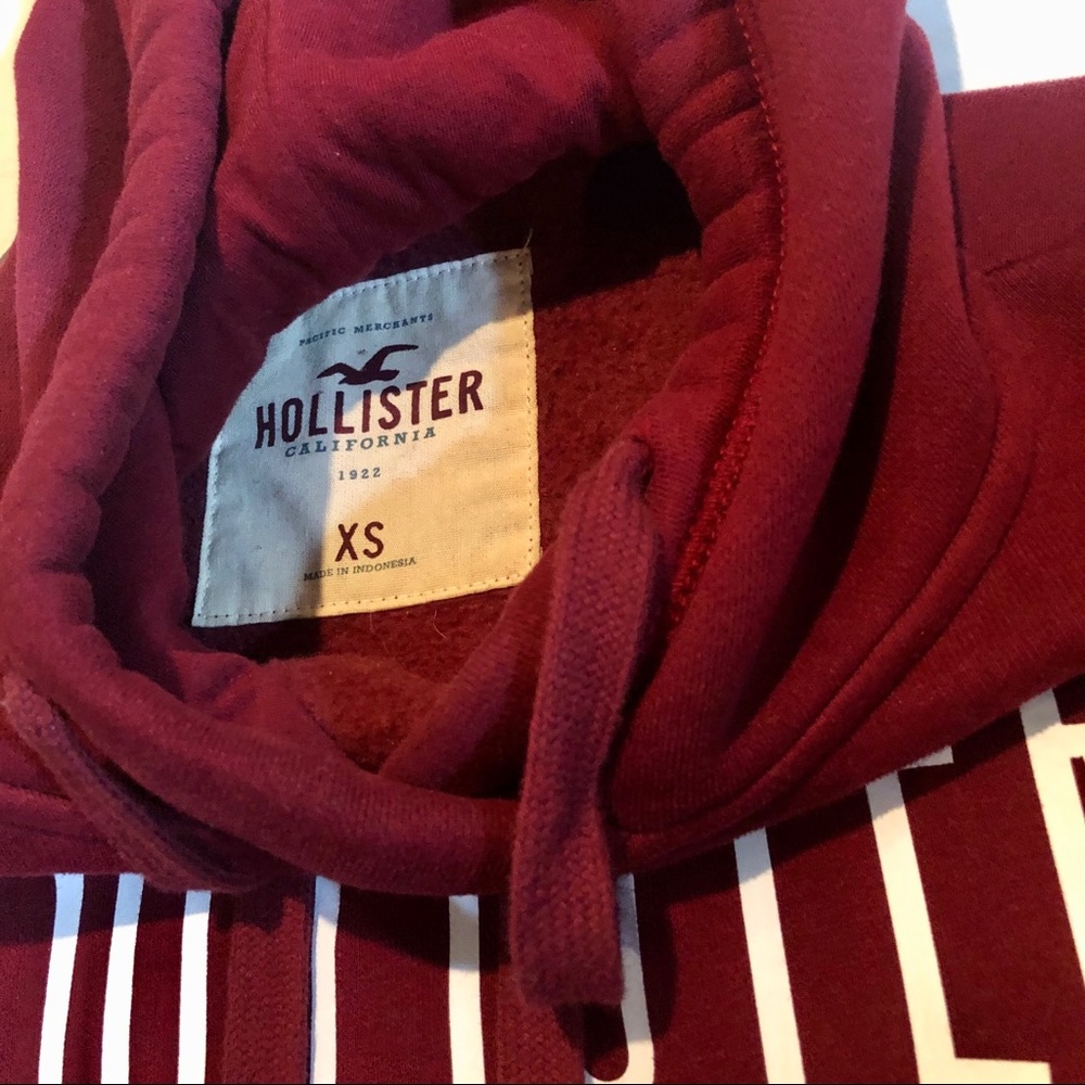 Hollister Tape Hoodie Maroon - Picture 2 of 2